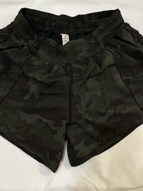Women’s Lululemon Camo Athletic Shorts - Dark Green